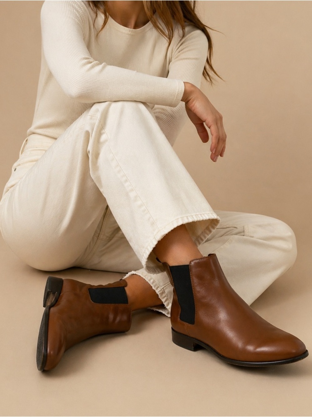 J.Crew Brown Leather Chelsea Ankle Boots Size 8 Classic Minimal Everyday Boot